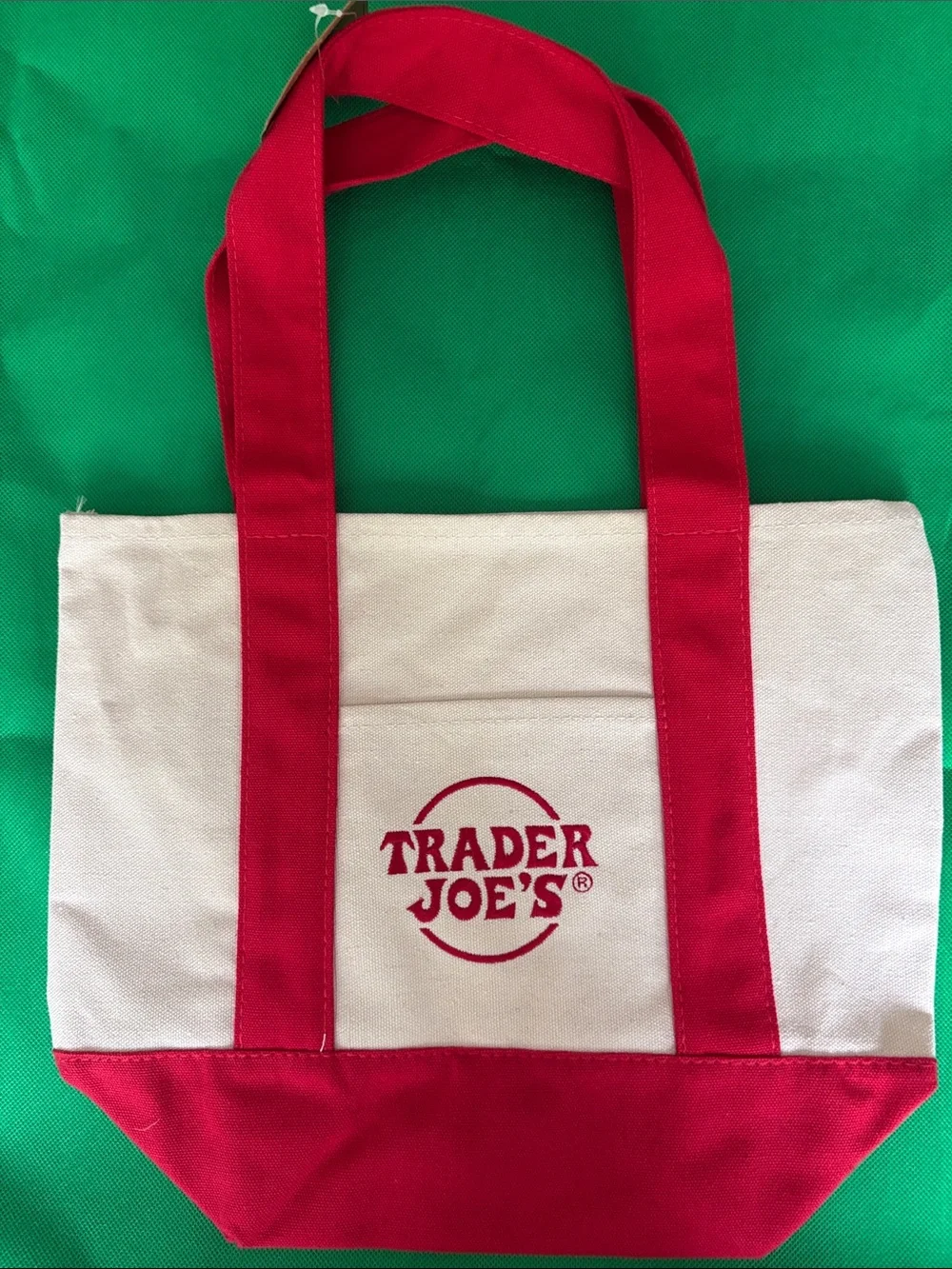 Trader Joe's Red & White Canvas Tote Bag